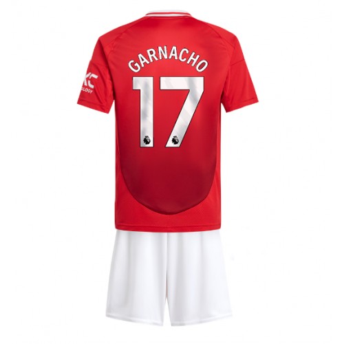 Dětský fotbalový dres Manchester United Alejandro Garnacho #17 2024-25 Domácí Krátký Rukáv (+ trenýrky)